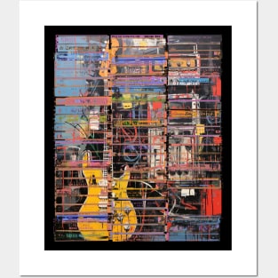 sounds of the 80s - electric guitar and audio tapes collage Posters and Art